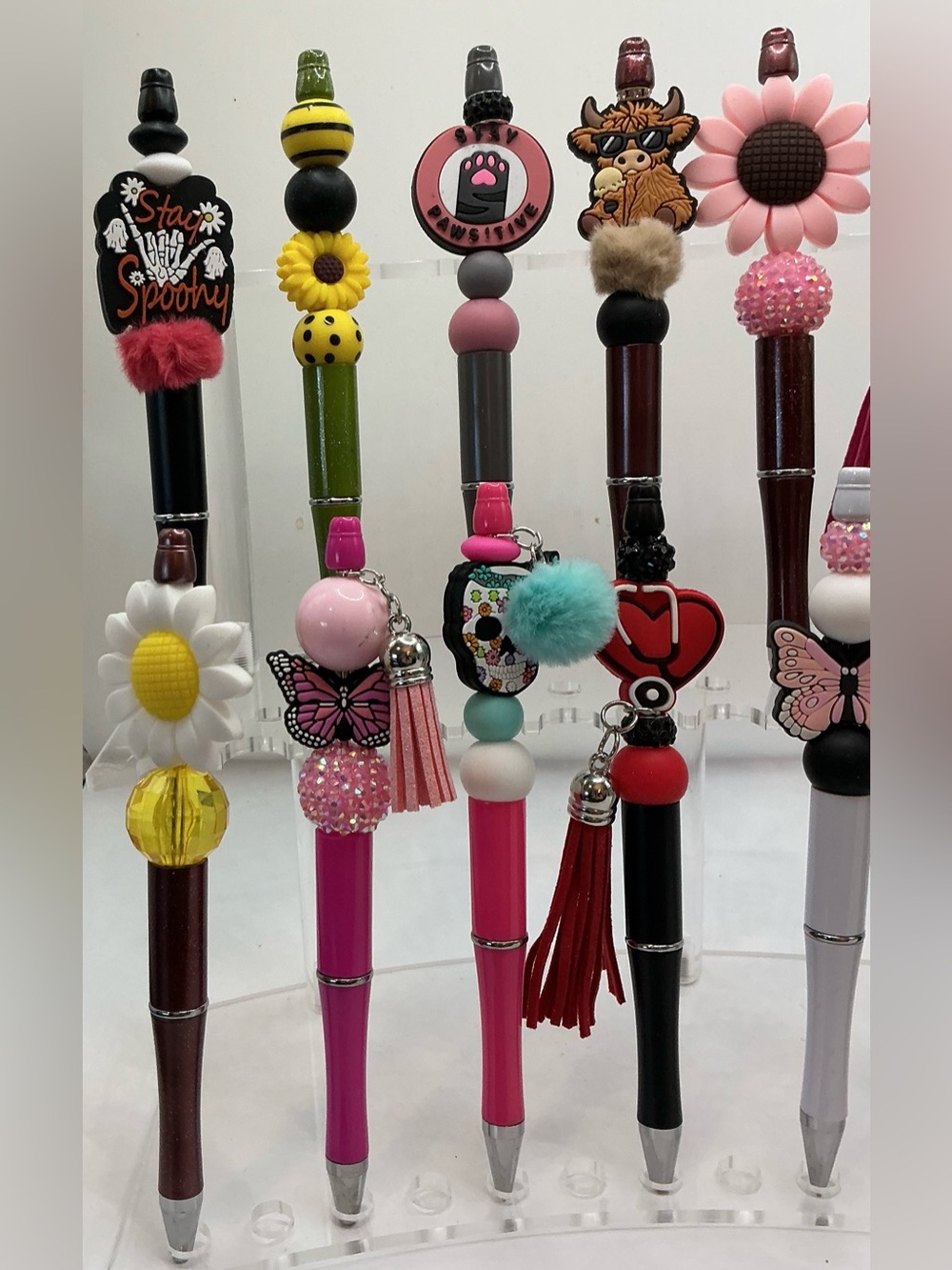10 GROWN UP PENS DECORATIVE BEADED HANDMADE-GREAT VALUE